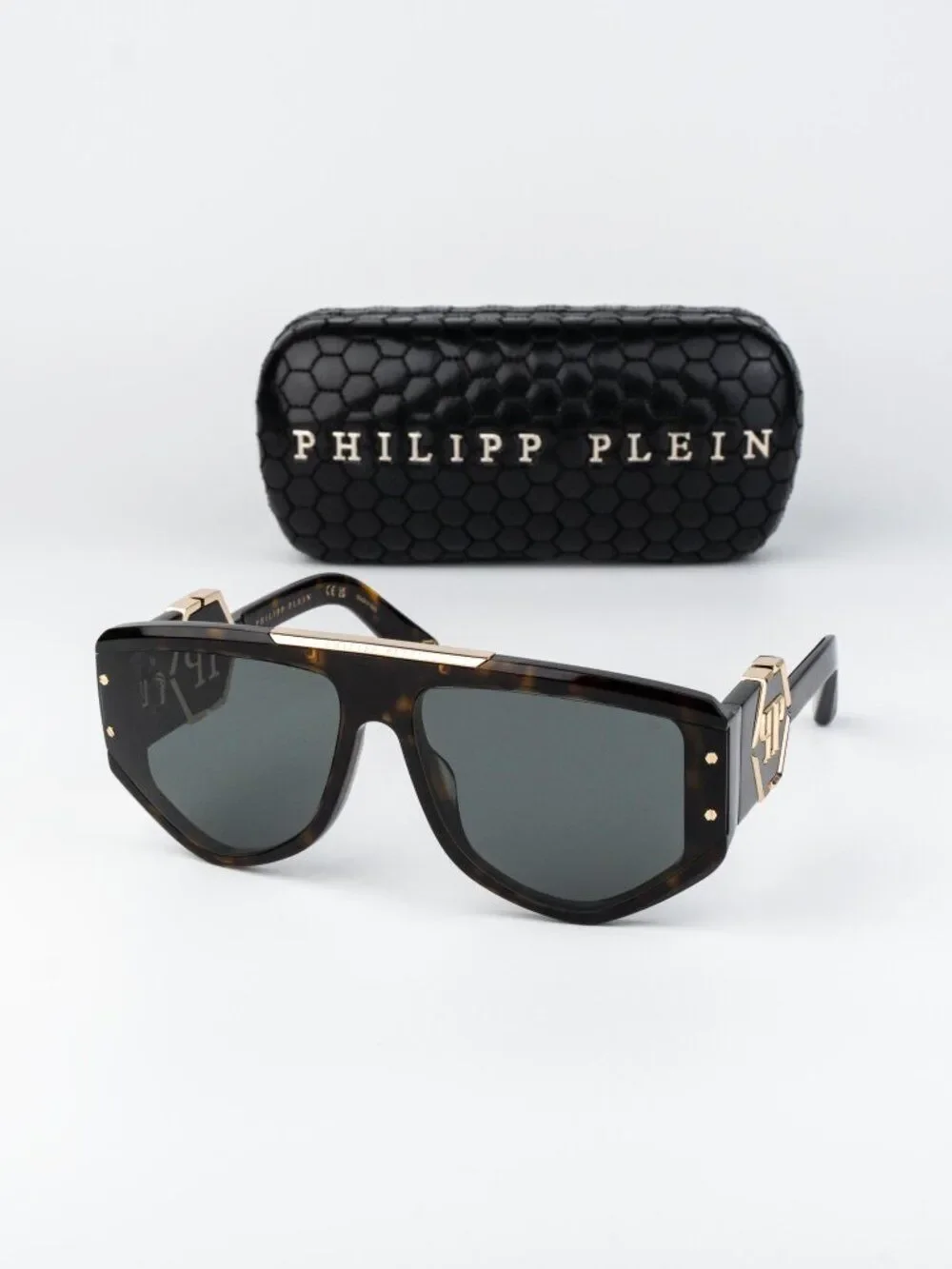 Philipp Plein Men Sunglasses Havana Green Mask SPP093M 0722 NEW AUTHENTIC